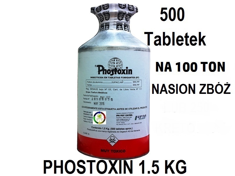 A professional tablet remedy for: grain weevil, triple worm, sack and other seed pests designed for fumigating gassing of silos and warehouses with consumer