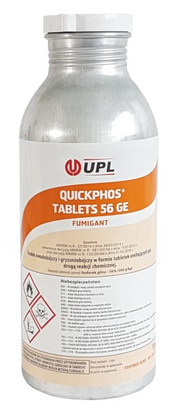 Active ingredient: aluminum phosphide 56% It is an insecticide and rodenticide with gas effect for the fumigation (disinsection) of cereal grains and pea