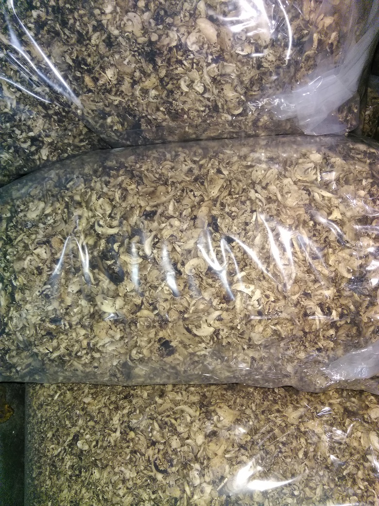 for sale dried mushroom - sliced ​​and dried mushroom root packed in plastic bags after about 10 kg