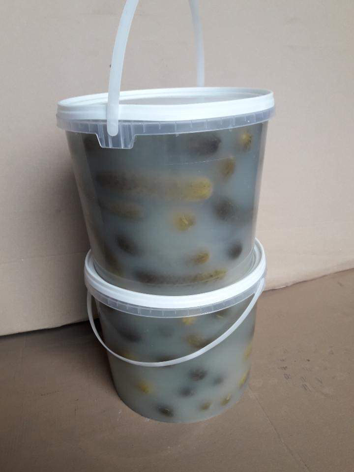 Cucumbers come from their own plantation pickled in barrels in a traditional home manner using only salt and natural spices