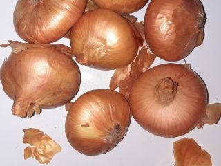 Romanian onion from chives production 2020. Onions are dried.