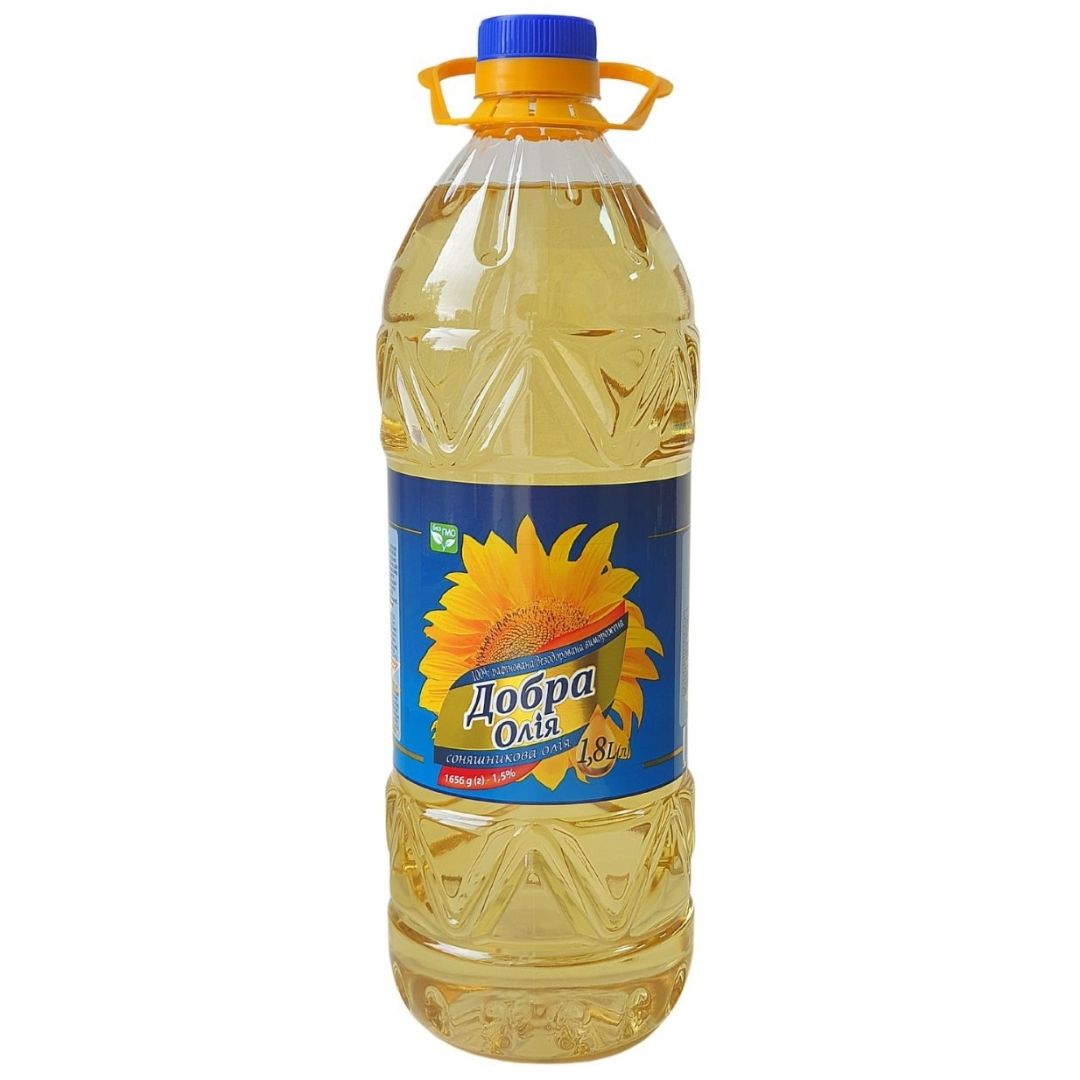 BOTTLE 1,8 liter BOTTLE 1,8 liter Sunflower refined oil Volume: 1,8 L Net weight: 1660 g Shelf life: 24 month (8°С - 20°С) Refined deodorized bleached