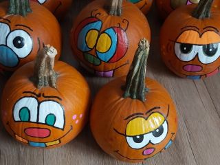 Painted pumpkins for sale. Size from 1.5 to 3.5