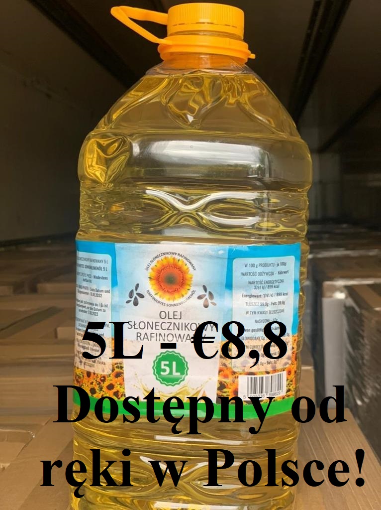 Refined Sunflower Oil available immediately in Poland! Origin of Ukraine