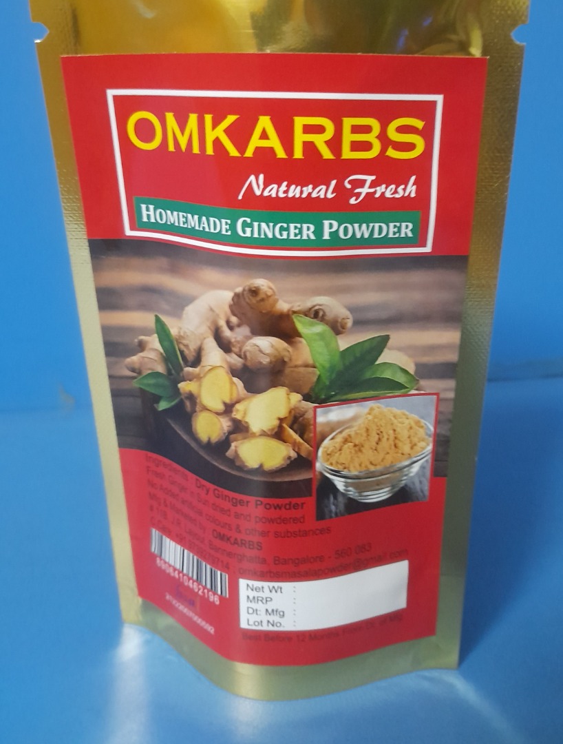 This Ginger powder is 100grams pack from OMKARBS Home Made Ginger powder, Fresh Ginger is Sun dried and powdered