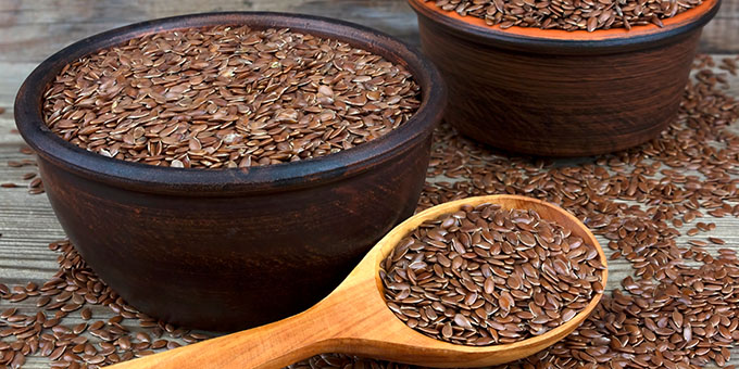 Brown flax seed oil with medicinal properties is rich in fatty acids, omega-3, omega-6 and vitamins