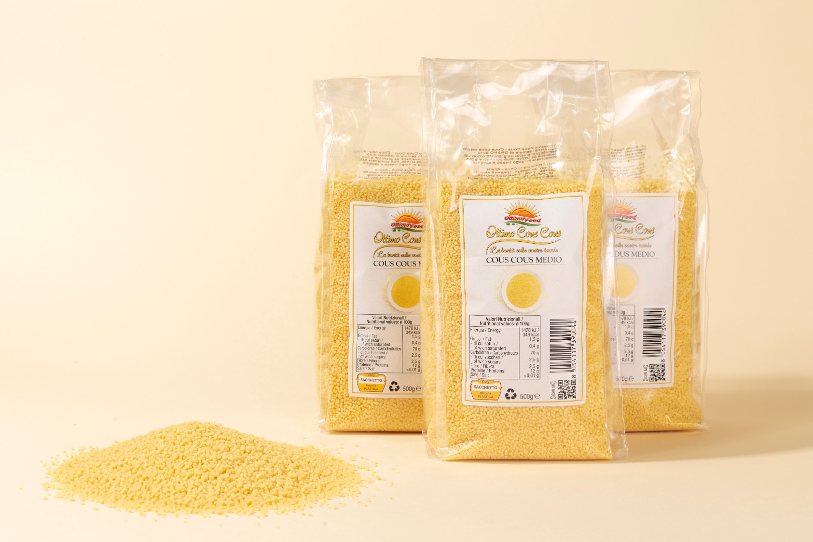 Cous cous groats from wheat, the so-called Grano durum, straight from Italy, Big Bags, full-truck quantities, with Bio, Vega Glutten free certificates