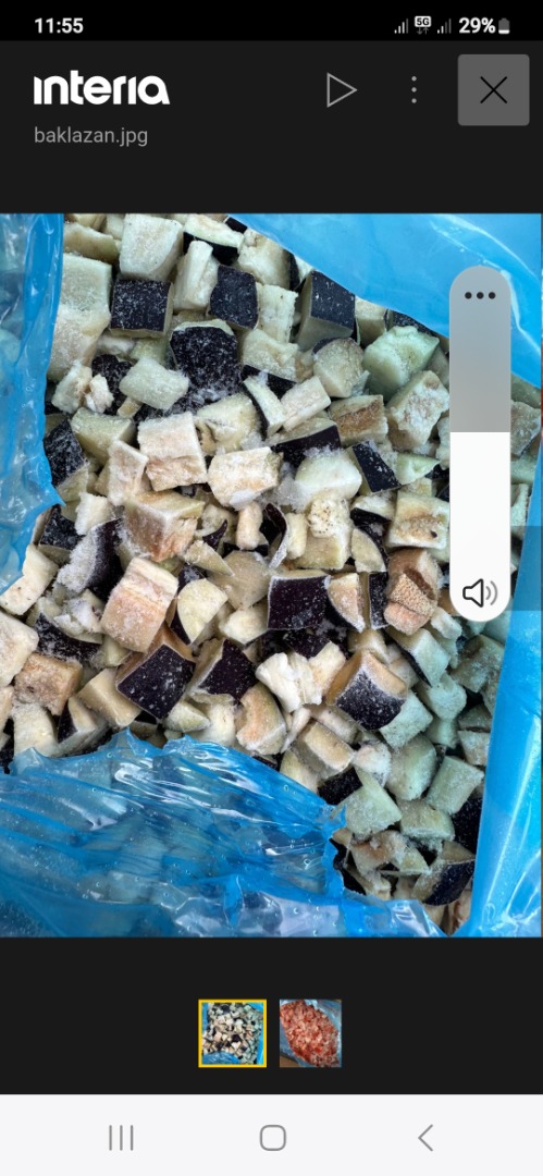 Frozen eggplant cubes 20x20 For sale, price negotiable