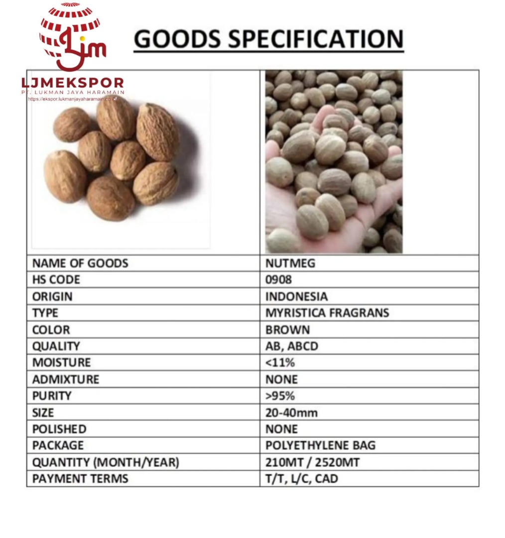 Our premium quality whole nutmeg (pala sehat) comes from the best spice plantations in Indonesia, especially from Maluku and Sulawesi which are known as the