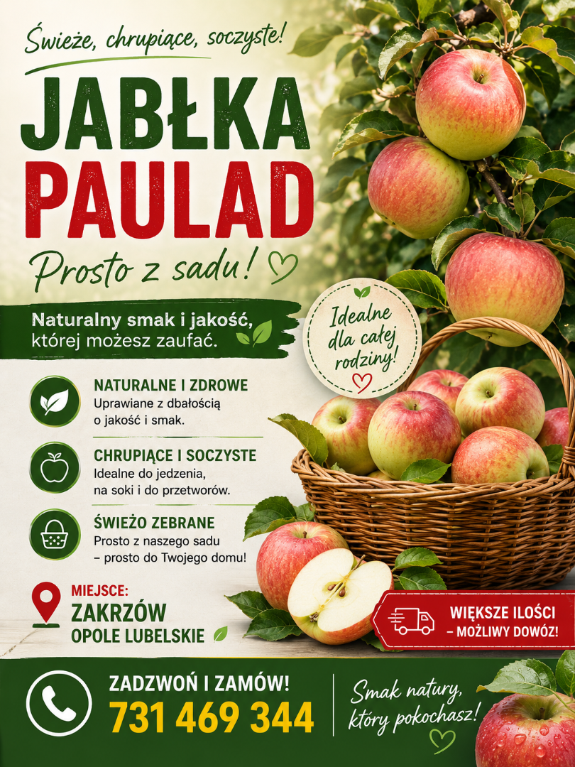 I offer fresh, juicy, and crunchy Paulad apples—perfect for eating, juicing, and homemade preserves