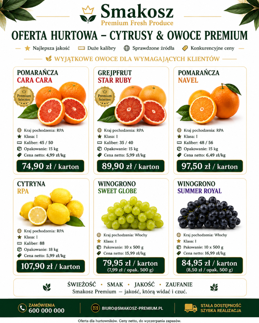 Good morning, I offer premium quality citrus fruits, prices and caliber as in the photos
