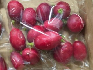 I'm selling loose radishes, packed in 15 kg crates.